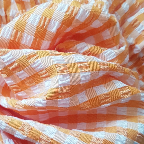 ZARA Orange Gingham Cropped Top - Picture 6 of 8